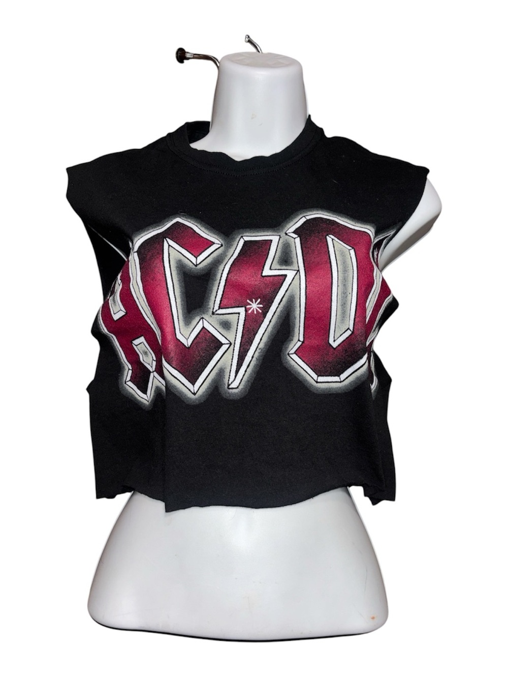 AC/DC Black Tank with Burgundy and White Logo
